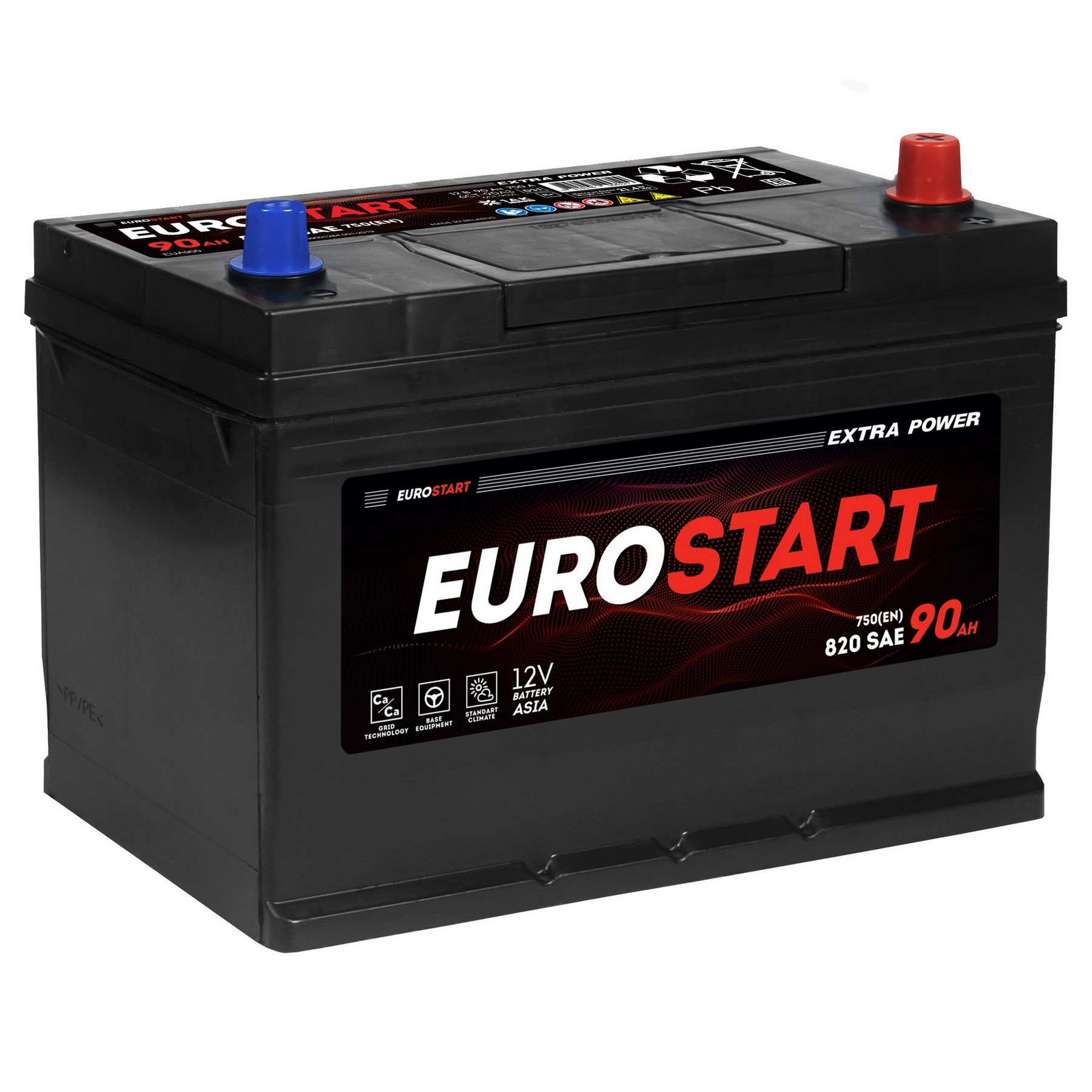 EUROSTART Extra Power Asia 90Ah R+ (нижний борт), Проспект Партс