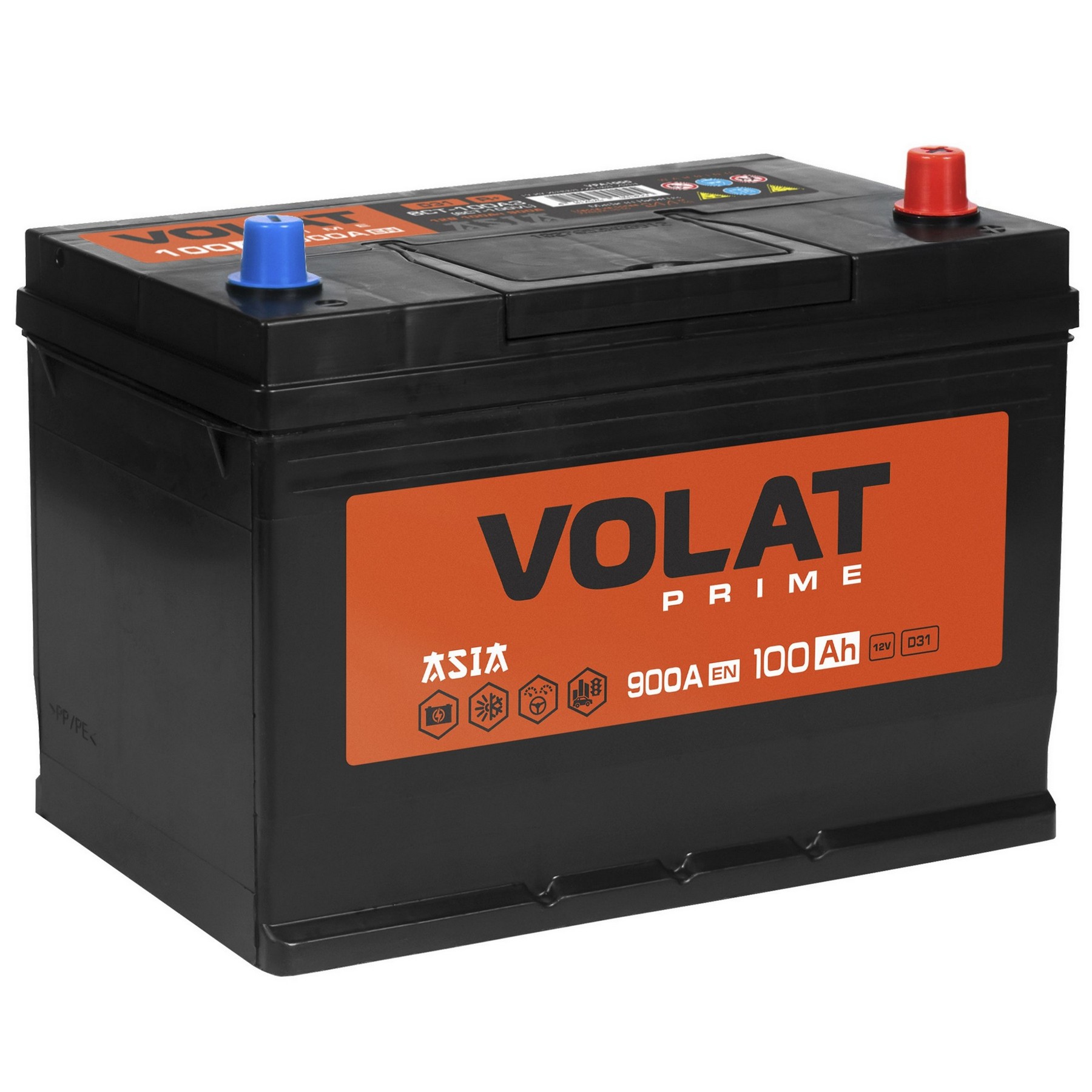 Аккумуляторная батарея VOLAT Prime Asia 100Ah R+, 900 A, 303x175x225, Проспект Партс