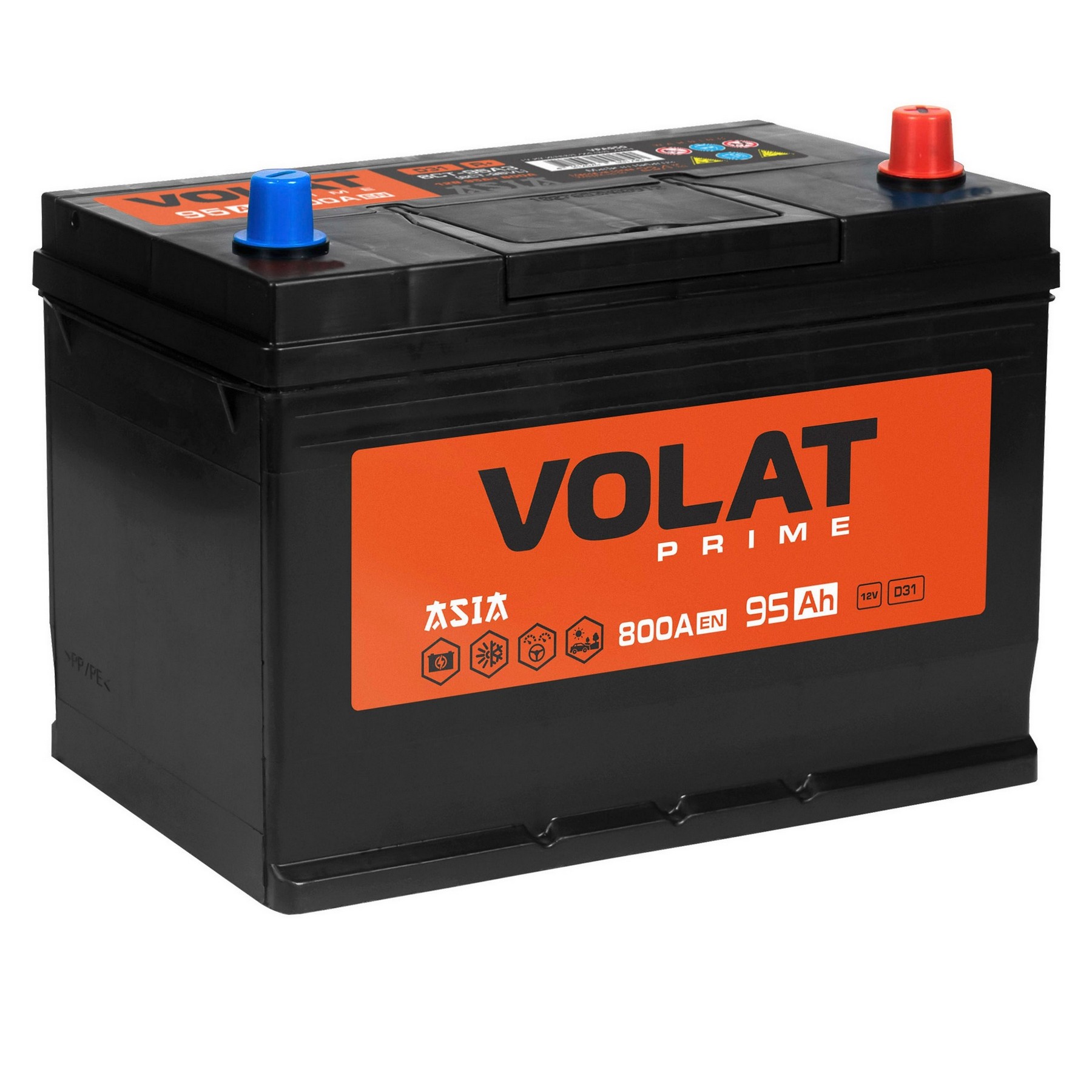 Аккумуляторная батарея VOLAT Prime Asia 95Ah R+ (нижний борт), 800 A, 303x175x225, Проспект Партс