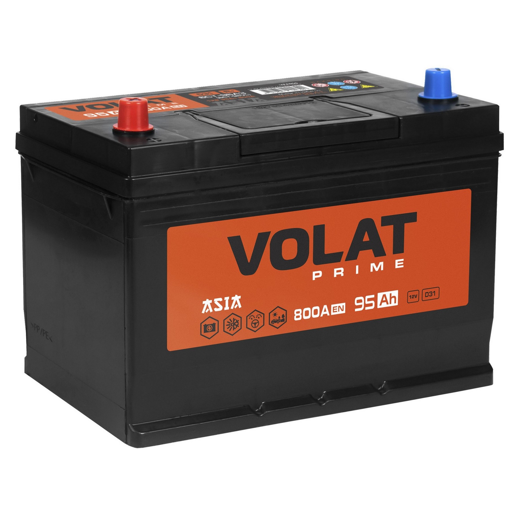 Аккумуляторная батарея VOLAT Prime Asia 95Ah L+ (нижний борт), 800 A, 303x175x225, Проспект Партс
