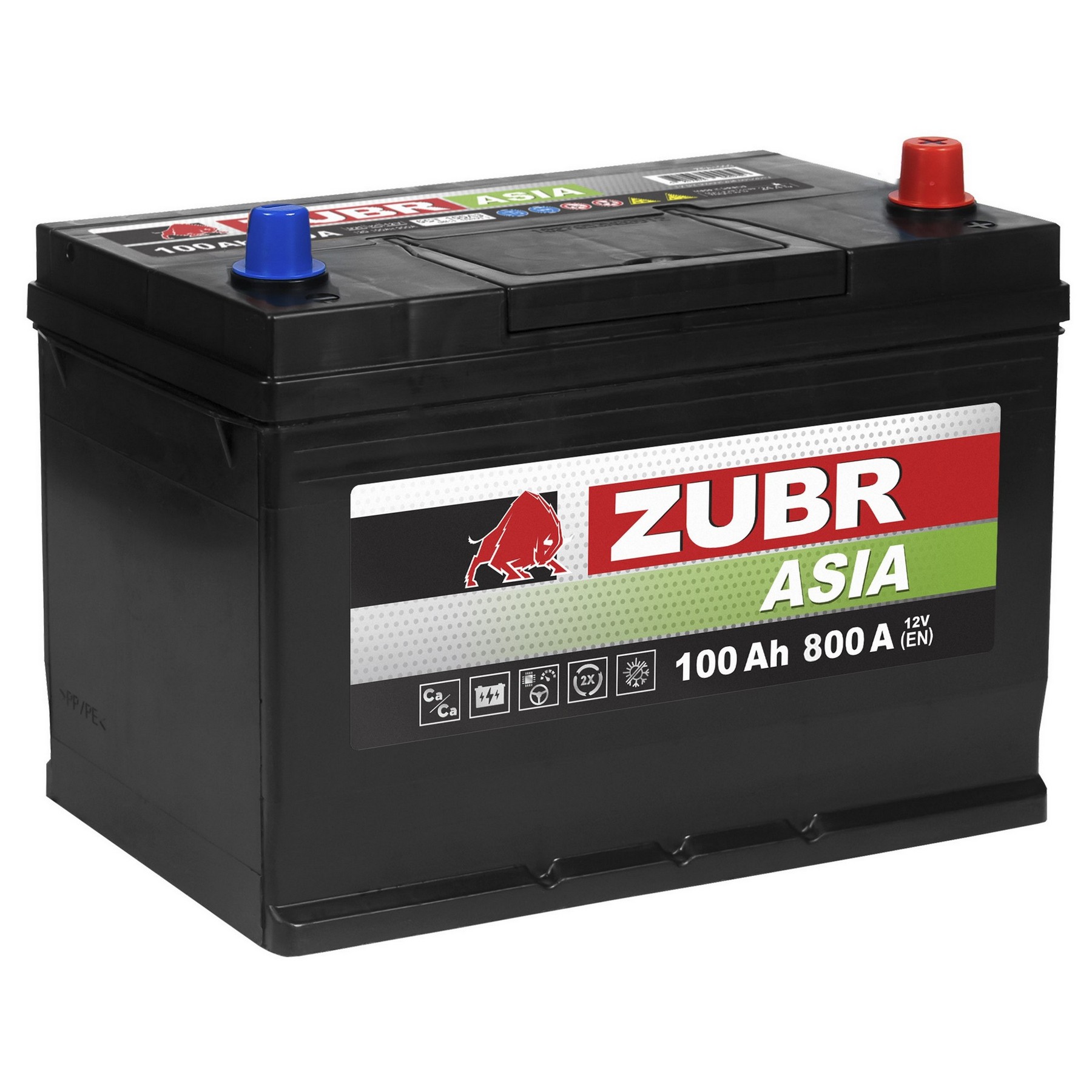 Аккумуляторная батарея ZUBR Premium Asia 100Ah R+ (нижний борт), 850 A, 306x175x225, Проспект Партс