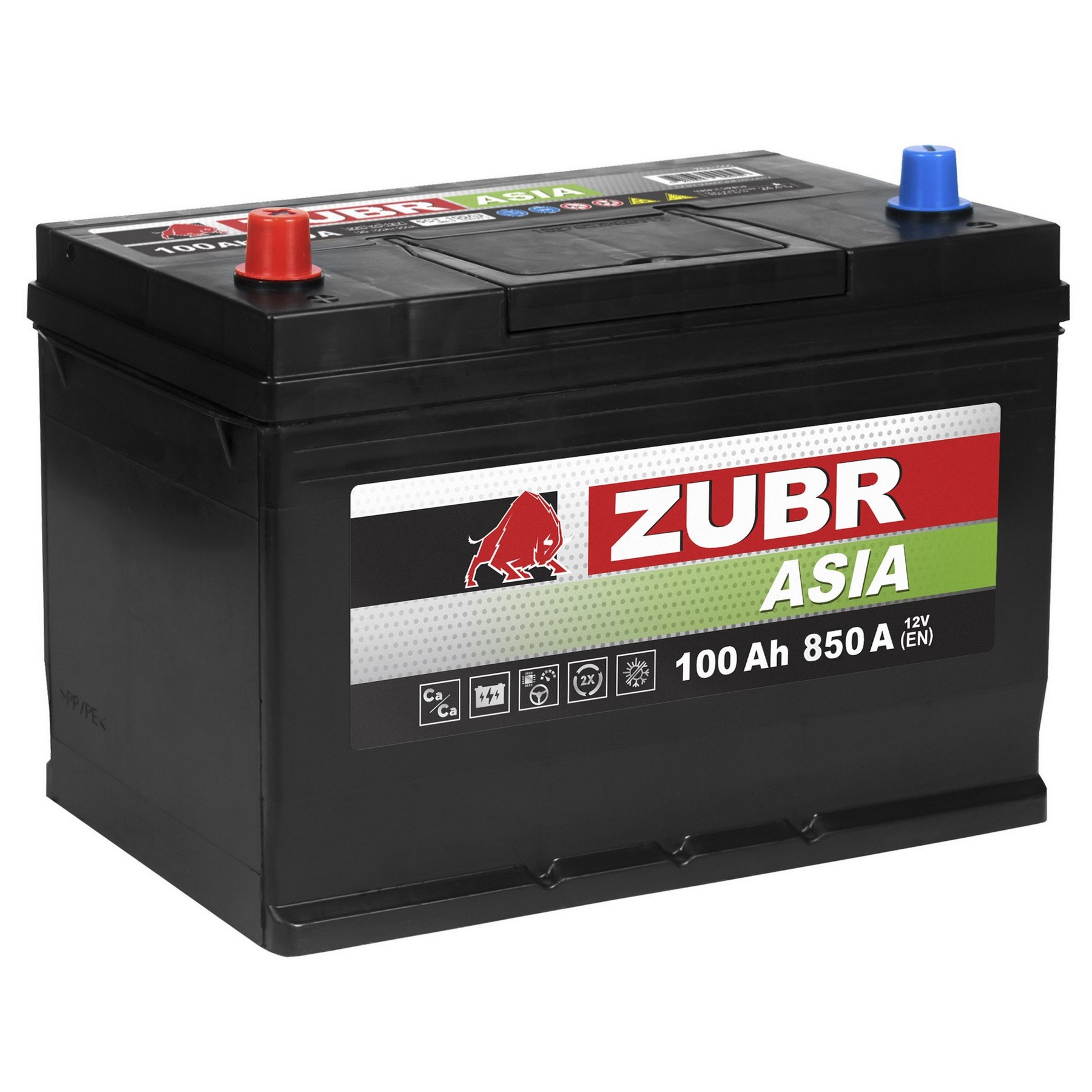 Аккумуляторная батарея ZUBR Premium Asia 100Ah L+ (нижний борт), 850 A, 306x175x225, Проспект Партс